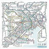 RHSJ　東京カート 鉄道路線図ハンカチ 首都圏 日本語 東京カートグラフィック 4562339392264 | オフィスジャパン