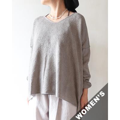evam eva（エヴァムエヴァ） ニット レディース cotton linen pullover