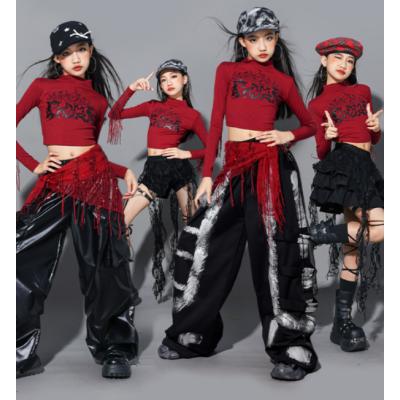 ダンス衣装 セットアップ 赤黒（チアリーディング用品）｜ダンス