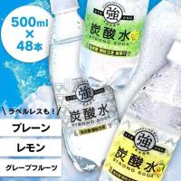 炭酸水 500ml 48本 強炭酸水 国産 プレーン レモン まとめ買い  (24本×2)  完全国産 スパークリングウォーター セット お買い得 友桝飲料 あすつく 