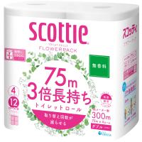 トイレットペーパー ダブル まとめ買い 日用品 ちり紙 スコッティ フラワーパック 3倍長持ち 無香料 75m 4ロール 12個セット スコッティ 日本製紙クレシア | ラクチーナ Yahoo!店