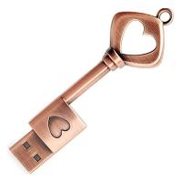 「日本直送」 オモシロUSBメモリ 面白い 金属古銅 ハート型 鍵 USBメモリ USB2.0フラッシュドライブ 両用タイプ (64G) | たまり堂