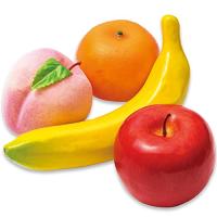 コモライフ お供え用果物 4個セット (リンゴ・バナナ・ミカン・モモ：各1個ずつ) フェイクフルーツ 食品サンプル 果物 サンプル お供え 供物 | たまり堂