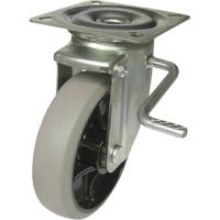 ユーエイキャスター　ユーエイ　新型プレスキャスター右Ｓ付自在車　１５０径ナイロンホイルウレタン車輪　ＰＭＳ−１５０ＧＵＢＬＢ（Ｒ）　１個（直送） | ぱーそなるたのめーる