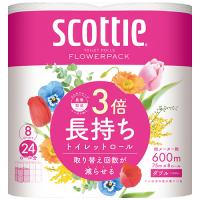 日本製紙クレシア　スコッティ　フラワーパック　３倍長持ち　ダブル　芯あり　７５ｍ　香り付き　１パック（８ロール） | ぱーそなるたのめーる