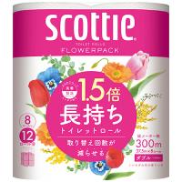 日本製紙クレシア　スコッティ　フラワーパック　１．５倍長持ち　ダブル　芯あり　３７．５ｍ　香り付き　１パック（８ロール） | ぱーそなるたのめーる