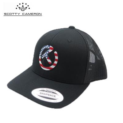 スコッテイキャメロン黒のメッシュキャップ オレンジロゴ付き
