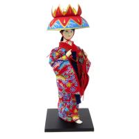 日本人形 9インチ 沖縄 紅型 着物 琉球舞踊 レッド 303-123 | テンマヤ
