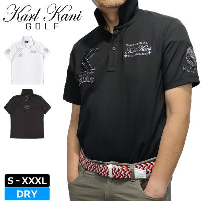 Karl Kani カールカナイ ロゴ 半袖 ポロシャツ ゴルフ ウェア 人気 Karl Kani カールカナイゴルフ UVカット 半袖 ポロシャツ カルゼ