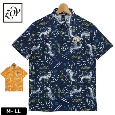 ZOYゴルフメンズシャツ　ブルー系花柄　size2 ZOYゴルフメンズシャツ ブルー系花柄 size2 - メルカリ