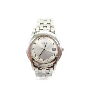 グッチ GUCCI 5500M メンズ 腕時計 磨き済み 電池新品 s2020 グッチ GUCCI 5500M メンズ 腕時計 シルバー 黒文字盤 デイト