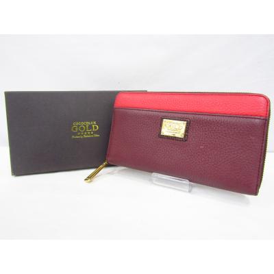 ココセリュックス ゴールド／COCOCELUX GOLD 長財布 財布 ウォレット レディース 女性 女性用レザー 革 本革 グレー 灰色  205DA036 フラグメントケース付き 小銭入れあり シボ革 シュリンクレザー ココセリュックス ゴールド／COCOCELUX GOLD 長財布 財布 ウォレット