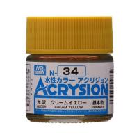 GSIクレオス アクリジョン N-34 クリームイエロー プラモデル 塗料（新品　在庫品） | タイガー水産兄貴店