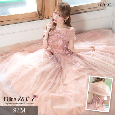 キャバ ドレス バースデー Tika キャバ バースデー ドレス チュール 刺繍 花柄 小さい