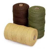 クラフトライフ マクラメ ロープ 紐 糸 200m巻 3巻セット 直径約3mm (グリーン,ブラウン,カーキ) | TJDストア