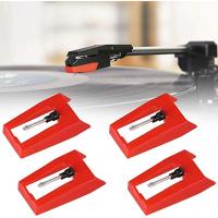 4個 LP レコード針 交換針 レコードプレーヤー針ターンテーブルスタイラス交換ターンテーブルLPプレーヤー蓄音機 (赤) | TM Shop
