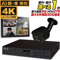 AI搭載 防犯カメラ 4K 800万画素 集音 マイク搭載 屋外用防水バレット型 屋内ドーム型 選べる1台 レコーダーセット 監視カメラ 2000GB HDD SET-880S-1 | BUYER SELECT