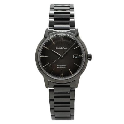 SEIKO Presage 自動巻き時計 ブラック 自動巻き腕時計 黒ダイヤル レザー