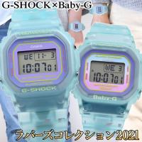 ペアウォッチ G-SHOCK Gショック ジーショック Baby-G ベビーG ラバーズコレクション ラバコレ 2021 SLV-21B-2 デジタル スケルトン 水色 | 腕時計 メンズ アクセの加藤時計店
