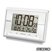お取り寄せ SEIKO セイコークロック デジタル 目覚まし時計 電子音 ライト 日付 カレンダー 温度表示 湿度表示 白 ホワイト SQ698S 誕生日プレゼント | 腕時計 メンズ アクセの加藤時計店