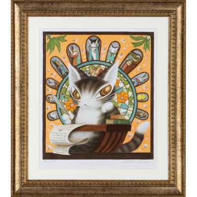 【未使用】わちふぃーるど 猫のダヤン 版画「水曜日の石」限定品 わちふぃーるど 版画（美術、工芸品） | 楽器、手芸、コレクション の