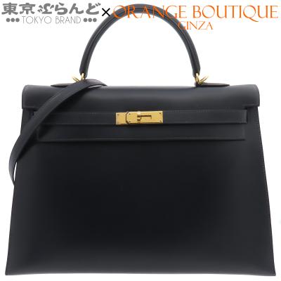 エルメス ボリード35 クシュベル ブルーインディゴ ブラック ゴールド金具 黒 HERMES（エルメス） ケリー 35 □F刻印 インディゴブルー ゴールド金具