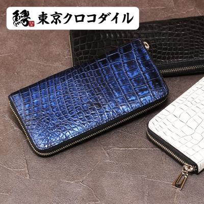 東京クロコダイル スモールクロコダイルマットL字ラウンドミニ財布 本革 黒 スモールクロコダイルマットラウンドファスナー長財布(type4