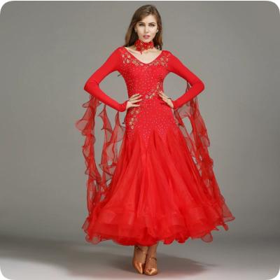 社交ダンス ドレス スタンダード 赤紫 試着のみ ほぼ未使用品 ストーン付き