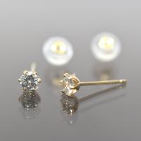 K18 　18金　イエローゴールド　シンプル6本爪タイプ　ダイヤモンド 一粒 ピアス　直径3.0ｍｍ　ダイヤ 0.2ｃｔ | 金のトマトサラダ