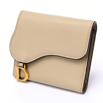 【極美品】ディオール ロータスウォレット サドル 三つ折り財布 ベージュ Dior ディオール サドル ロータスウォレット 三つ折り財布 (Dior