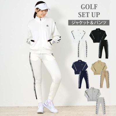 ジーフォア レディース セットアップ ホワイトゴルフウェアセット ゴルフウェア レディース 上下セットアップ gs GOLF シャギー