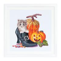 Thea Gouverneur クロスステッチ刺繍キット No.738 "Halloween Kitten" (猫)  オランダ テア・グーヴェルヌール 【取り寄せ/納期40〜80日程度】 | HAND WORK とりい