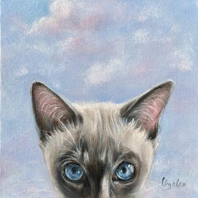 【アウトレット☆送料無料】 「 ペットの油絵コレクション 青空 東欧 : 」 トンキニーズ猫 + その他