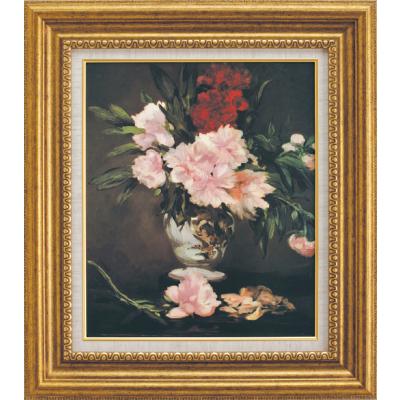 M▽エドゥアール・マネ 油彩 レプリカ 複製画 額縁 花瓶の芍薬 (37919) M▽エドゥアール・マネ 油彩 レプリカ 複製画 額縁 花瓶の芍薬