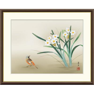 日本画　水仙 橋口幾三郎「水仙」日本画・F4号 絵画買取・販売の小竹美術