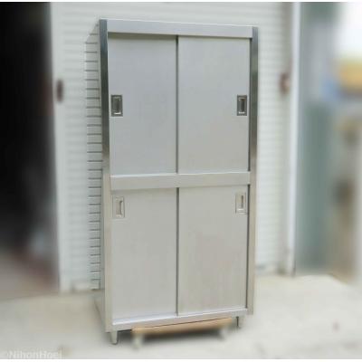 ヤマト厨機　引き違い扉ステンレス食器棚『良品中古』幅1500　高さ1780 　【リサイクルショップサルフ】 ヤマト厨機 引き違い扉ステンレス食器棚『良品中古』幅1500 高さ1780