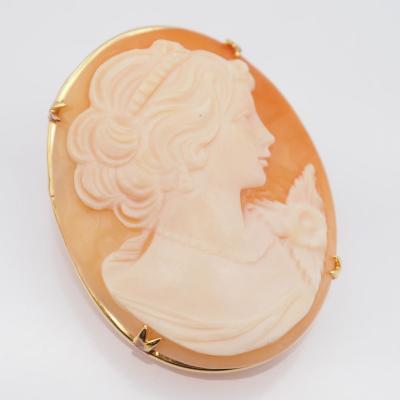 K18⚪シェルカメオ⚪ブローチ&時々ペンダントトップ✨美人のシェル