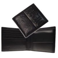DIESEL ディーゼル メンズ二つ折り財布（小銭入れ付き） X09830 P0503 / DSL 3D BI-FOLD COINS ブラック /2024春夏新作 | TRE STYLE