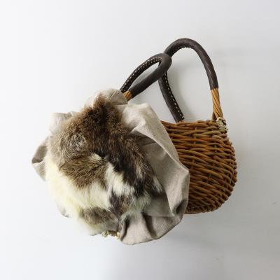 【美品】ebagos エバゴス　カゴバッグ　ハンドバッグ　紅藤　被せ布 ebagosキャンバス・かご袋・ハンド（A4カゴ袋）防水キャンバス×紅籐