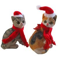 クリスマス 置物 オブジェ 置物 猫 かわいい ２セット グッズ フィギュリン 置物 