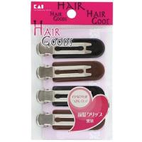 貝印（KAI） HAIR GOODS 癖がつかない前髪クリップ 黒茶 HA0077 (4個入) | ツクモYahoo!店