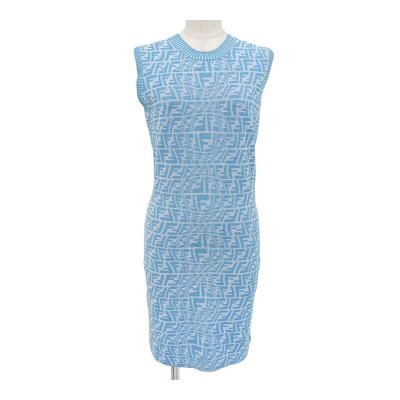 FENDI フェンディ ワンピース ドレス パーティー ブルー VIP SALE【FENDI】ブルーシルク ドレス 関税込 国内発送