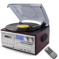 Bluetooth Turntable LPレコードプレーヤー CD カセット ラジオ USB ステレオスピーカー | 楽々工房