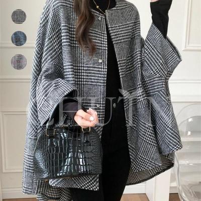 ダックスチェックマントコートイタリア製新品