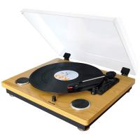 スピーカー搭載 レコードプレーヤー - SP LP EP ドーナツ盤 再生 スピーカー付 レコード レコードプレーヤー レコードプレイヤー 木目調 ウッド調 KRP-206S | U-PORT(ユーポート)