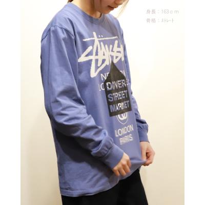 STUSSY パープル ロングTシャツ　袖プリント STUSSY パープル ロングTシャツ 袖プリント STUSSY パープル