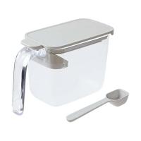 (2個セット)マーナ marna 調味料ポット スプーン付き グレー 調味料入れ パッキン付 湿気防止 塩 砂糖入れ K736GY 容器 調味料容器 湿気 計量 収納 | ウルマックスジャパン