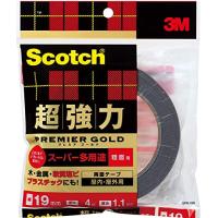 3M 両面テープ 超強力 スーパー多用途 粗面用 幅19mm 長さ4ｍ スコッチ SPR-19R セミロング プレミアゴールド | unli-mall