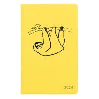 グリーティングライフ スロージャーナル 手帳 2024年 A6 スリム マンスリー ソフトカバー イエロー ナマケモノ CD-1272-SH | 漆屋