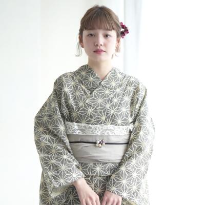 綿麻 浴衣(ファッション)(サイズ(S/M/L):フリーサイズ)の 綿麻 浴衣(ファッション)(サイズ(S/M/L):フリーサイズ)の